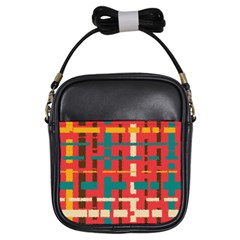 Colorful Line Segments Girls Sling Bags by linceazul