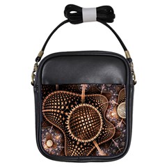 Brown Fractal Balls And Circles Girls Sling Bags