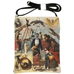 Dog Circus Shoulder Sling Bags by Valentinaart