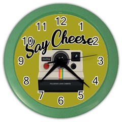 Say Cheese Color Wall Clocks by Valentinaart