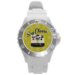 Say Cheese Round Plastic Sport Watch (l) by Valentinaart