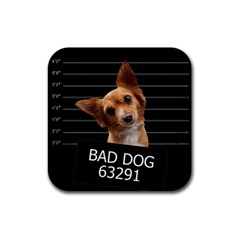 Bad Dog Rubber Square Coaster (4 Pack)  by Valentinaart