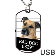 Bad Dog Dog Tag Usb Flash (one Side) by Valentinaart