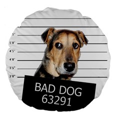 Bad Dog Large 18  Premium Flano Round Cushions by Valentinaart