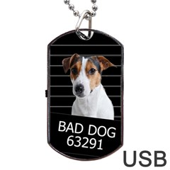 Bad Dog Dog Tag Usb Flash (two Sides) by Valentinaart