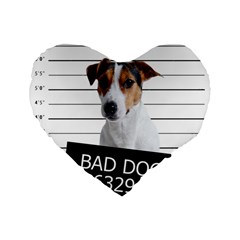 Bad Dog Standard 16  Premium Flano Heart Shape Cushions by Valentinaart