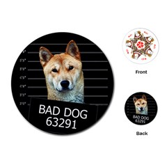 Bad Dog Playing Cards (round)  by Valentinaart