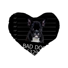 Bad Dog Standard 16  Premium Flano Heart Shape Cushions by Valentinaart