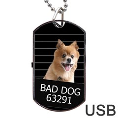 Bad Dog Dog Tag Usb Flash (two Sides) by Valentinaart