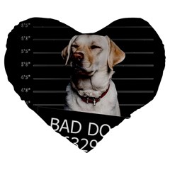 Bad dog Large 19  Premium Flano Heart Shape Cushions