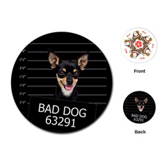 Bad Dog Playing Cards (round)  by Valentinaart