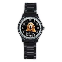 Bad Dog Stainless Steel Round Watch by Valentinaart