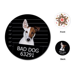 Bad Dog Playing Cards (round)  by Valentinaart