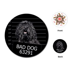 Bad Dog Playing Cards (round)  by Valentinaart