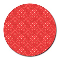 Decorative Retro Hearts Pattern  Round Mousepads by TastefulDesigns