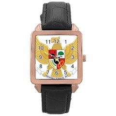 National Emblem Of Indonesia  Rose Gold Leather Watch 