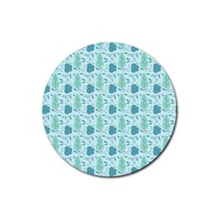 Flowers And Leaves Pattern Rubber Coaster (round)  by TastefulDesigns