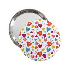 Colorful Bright Hearts Pattern 2 25  Handbag Mirrors by TastefulDesigns