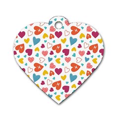 Colorful Bright Hearts Pattern Dog Tag Heart (two Sides) by TastefulDesigns