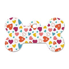 Colorful Bright Hearts Pattern Dog Tag Bone (two Sides) by TastefulDesigns