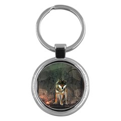 Awesome Wolf In The Night Key Chains (round) 