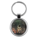 Awesome Wolf In The Night Key Chains (Round)  Front