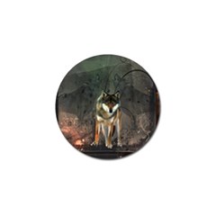 Awesome Wolf In The Night Golf Ball Marker (10 Pack) by FantasyWorld7