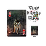 Awesome Wolf In The Night Playing Cards 54 (Mini)  Front - Heart4