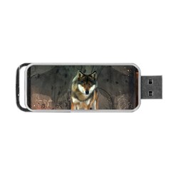 Awesome Wolf In The Night Portable Usb Flash (one Side) by FantasyWorld7