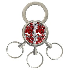 Hand Drawn Red Flowers Pattern 3-ring Key Chains by TastefulDesigns