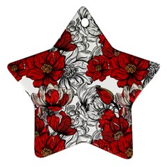 Hand Drawn Red Flowers Pattern Star Ornament (two Sides) by TastefulDesigns