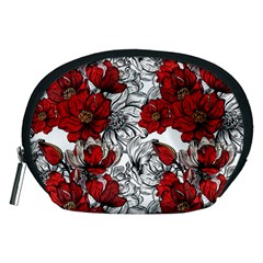 Hand Drawn Red Flowers Pattern Accessory Pouches (medium)  by TastefulDesigns