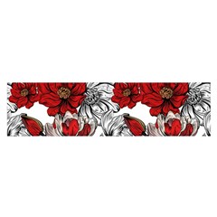 Hand Drawn Red Flowers Pattern Satin Scarf (oblong) by TastefulDesigns