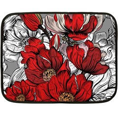 Red Flowers Pattern Fleece Blanket (mini) by TastefulDesigns