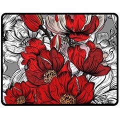 Red Flowers Pattern Fleece Blanket (medium)  by TastefulDesigns