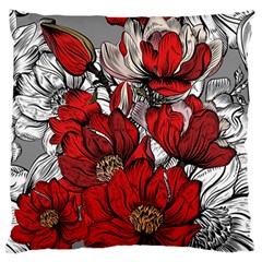 Red Flowers Pattern Standard Flano Cushion Case (one Side) by TastefulDesigns