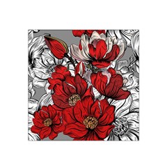 Red Flowers Pattern Satin Bandana Scarf by TastefulDesigns