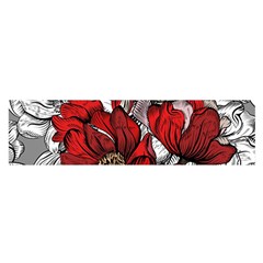 Red Flowers Pattern Satin Scarf (oblong) by TastefulDesigns