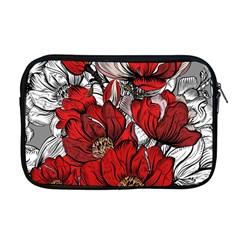 Red Flowers Pattern Apple Macbook Pro 17  Zipper Case by TastefulDesigns