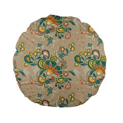 Hand drawn batik floral pattern Standard 15  Premium Flano Round Cushions