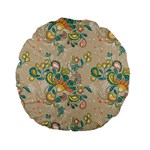 Hand drawn batik floral pattern Standard 15  Premium Flano Round Cushions Front