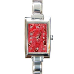 Red Peacock Floral Embroidered Long Qipao Traditional Chinese Cheongsam Mandarin Rectangle Italian Charm Watch