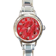 Red Peacock Floral Embroidered Long Qipao Traditional Chinese Cheongsam Mandarin Round Italian Charm Watch