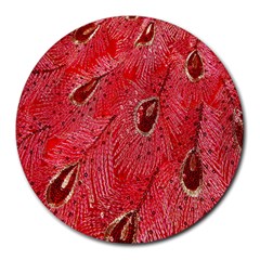 Red Peacock Floral Embroidered Long Qipao Traditional Chinese Cheongsam Mandarin Round Mousepads