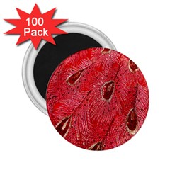 Red Peacock Floral Embroidered Long Qipao Traditional Chinese Cheongsam Mandarin 2.25  Magnets (100 pack) 