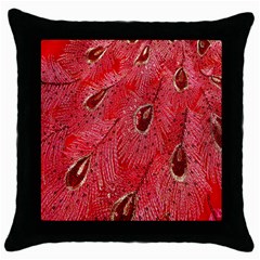 Red Peacock Floral Embroidered Long Qipao Traditional Chinese Cheongsam Mandarin Throw Pillow Case (Black)