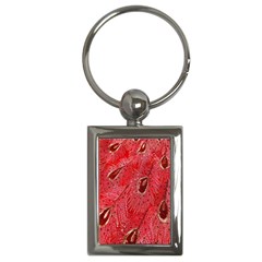 Red Peacock Floral Embroidered Long Qipao Traditional Chinese Cheongsam Mandarin Key Chains (Rectangle) 