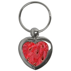 Red Peacock Floral Embroidered Long Qipao Traditional Chinese Cheongsam Mandarin Key Chains (Heart) 