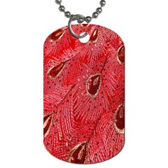 Red Peacock Floral Embroidered Long Qipao Traditional Chinese Cheongsam Mandarin Dog Tag (One Side)