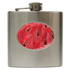 Red Peacock Floral Embroidered Long Qipao Traditional Chinese Cheongsam Mandarin Hip Flask (6 oz)